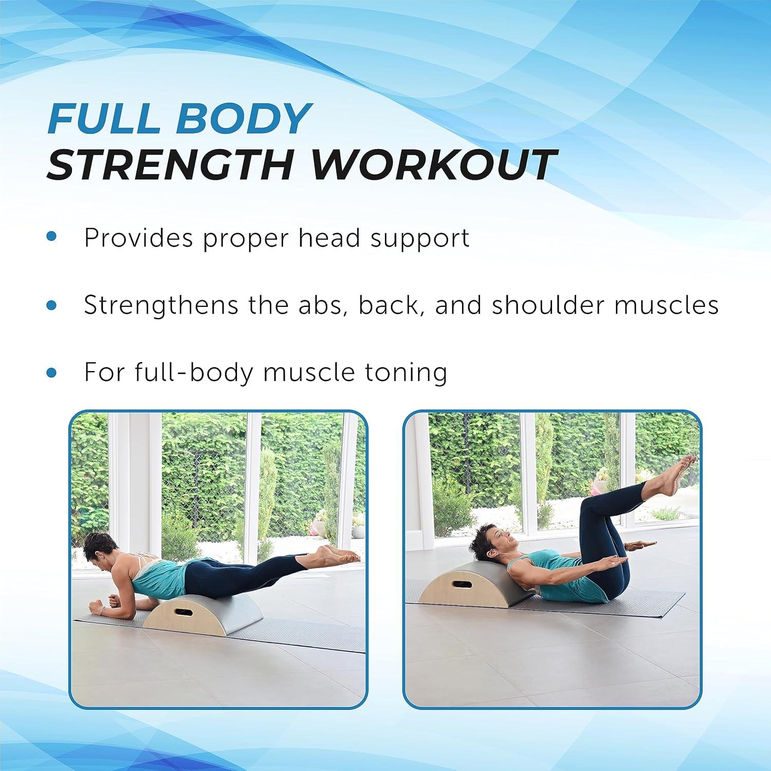 imageAeroPilates Stamina Products Posture Corrector Pilates Barrel with Upholstered Surface and Built In Handle for Strength Training Wood and BlackPrecision Series Arc Barrel