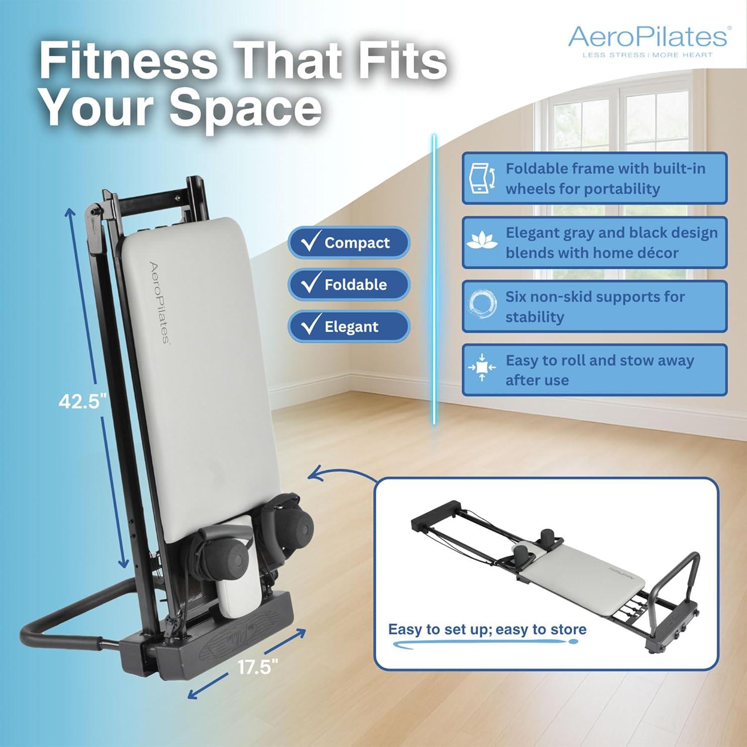 imageStamina Products AeroPilates 287 Pilates Reformer  Home Gym Equipment with Adjustable Headrest Padded Foot Bar 3 Resistance Cords and 2 Workout DVDs