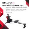 imageStamina Magnetic Rower  Rower Machine with Smart Workout App  Rowing Machine with Magnetic Resistance for Home Gym Fitness  Up to 250 lbs Weight CapacityBlackRed