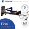 imageStamina Pilates Reformer Home Workout Equipment AeroPilates Pro XP Chrome Black  Portable Exercise Machine for Strength and Fitness Training  Multifunctional Gym Workouts for Men and WomenAeroPilates Pro XP 556 Home Pilates Reformer with FreeForm Cardio Rebounder