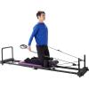 imageStamina Products AeroPilates Reformer Plus 379 Pilates Home Gym Equipment with Cardio Rebounder Padded Foot Bar 4 Resistance Cords and Workout DVDs