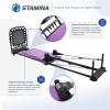 imageStamina Products AeroPilates Reformer Plus 379 Pilates Home Gym Equipment with Cardio Rebounder Padded Foot Bar 4 Resistance Cords and Workout DVDs