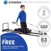 imageStamina Products AeroPilates Reformer Plus 379 Pilates Home Gym Equipment with Cardio Rebounder Padded Foot Bar 4 Resistance Cords and Workout DVDs