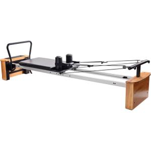 imageStamina Products AeroPilates Pro 565 Pilates Reformer with Oak Wood Base  Studio Grade for Home Use with Cardio Rebounder Adjustable Foot Bar 4 Resistance Springs and Workout DVDPro XP 557