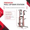 imageStamina Power Tower  Dip Bar Pull Up Bar Station with Smart Workout App  Dip Bars for Home Workout  Up to 250 lbs Weight CapacityFortress Red