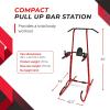 imageStamina Power Tower  Dip Bar Pull Up Bar Station with Smart Workout App  Dip Bars for Home Workout  Up to 250 lbs Weight CapacityRed