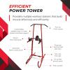 imageStamina Power Tower  Dip Bar Pull Up Bar Station with Smart Workout App  Dip Bars for Home Workout  Up to 250 lbs Weight CapacityRed