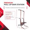 imageStamina Power Tower  Dip Bar Pull Up Bar Station with Smart Workout App  Dip Bars for Home Workout  Up to 250 lbs Weight CapacityRedBlack