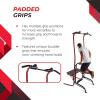 imageStamina Power Tower  Dip Bar Pull Up Bar Station with Smart Workout App  Dip Bars for Home Workout  Up to 250 lbs Weight CapacityRedBlack