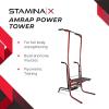 imageStamina Power Tower  Dip Bar Pull Up Bar Station with Smart Workout App  Dip Bars for Home Workout  Up to 250 lbs Weight CapacityRedBlack