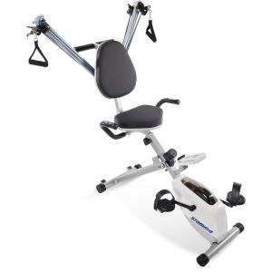 imageStamina Foldable Exercise Bike and Strength System With Smart Workout App and 250 Pound Weight Capacity for Home Workout Gray