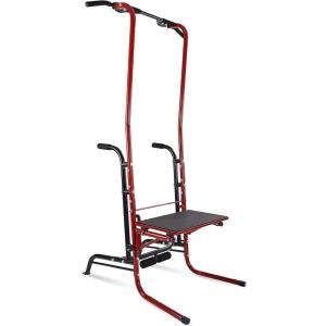 imageStamina Power Tower  Dip Bar Pull Up Bar Station with Smart Workout App  Dip Bars for Home Workout  Up to 250 lbs Weight CapacityRedBlack