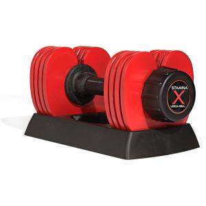 imageStamina X VersaBell Adjustable Dumbbell 1050 lb w Smart Workout App  9 in 1 Adjustable Weight Set  Strength Training Equipment for Home Gym Weightlifting