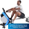 imageStamina DT Plus Rowing Machine 1409  Rower Machine with Smart Workout App  Rower Workout Machine with Dual Air and Magnetic Resistance  Up to 250 lbs Weight Capacity
